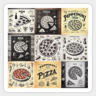 Pepperoni Pizza Patent Blueprints Sticker